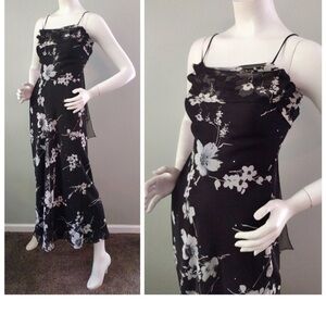 Vintage 1990s Cache Fairy B&W Floral Bias Sheer Slip Dress 2 - y2k whimsigoth